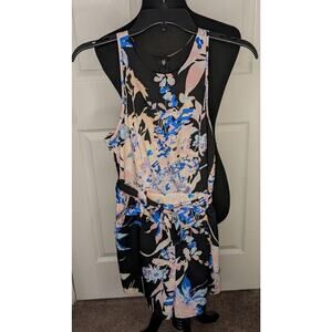 Yumi Kim Romper Womens S Black Floral Hawaii Chelsea Halter Racerback Belted